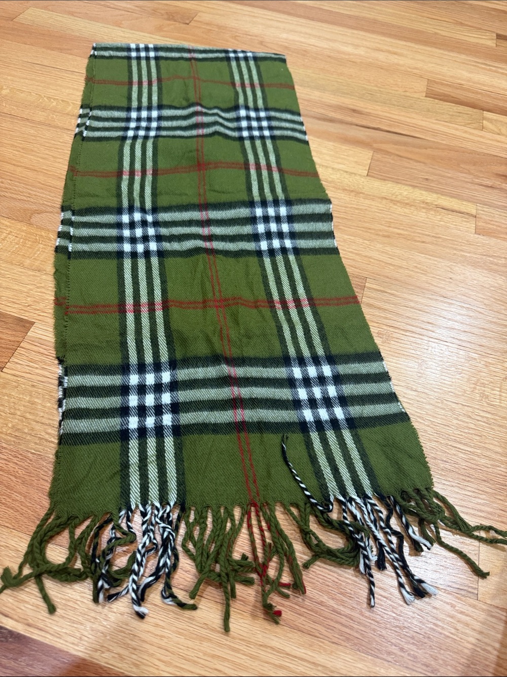 Olive Plaid Fringe Men's Scarf